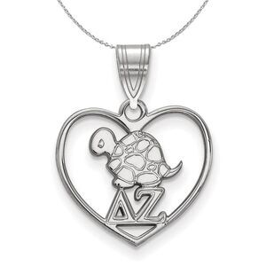 Sterling Silver Delta Zeta Heart Pendant Necklace - 24 Inch